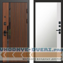 Входная дверь Флекс Бетон Зеркало фацет Белый софт